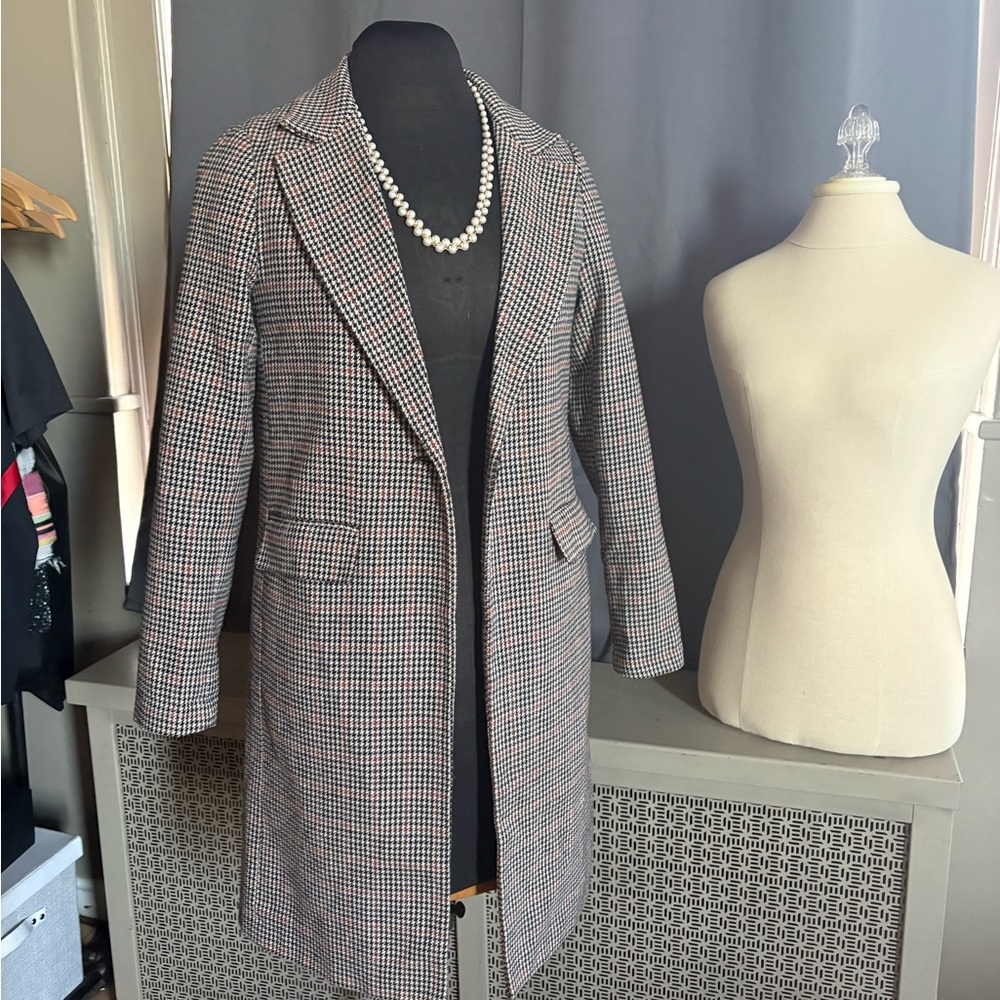 New Look Houndstooth Long Line Blazer